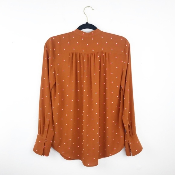 Ann Taylor Rust Orange Polka Dot Blouse - Picture 2 of 5